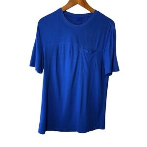 Kit & Ace Blue Scoop Neck Shirt Sleeve Tshirt Size Small Oversized Unisex